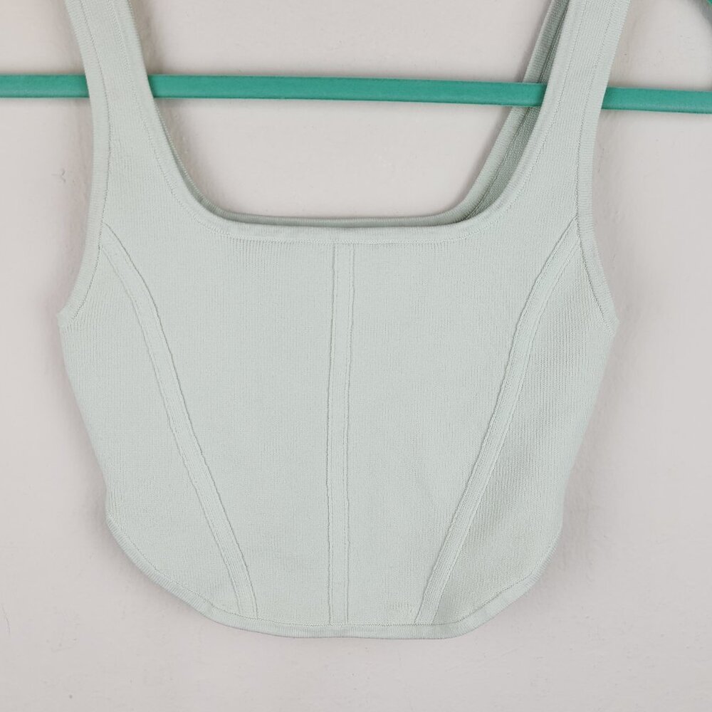 Aritzia Babaton Sculpt Knit Square Neck Bustier Crop Tank Top sz S - Picture 3 of 9